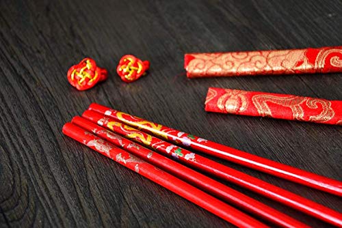 Cafurty 10 Pairs Chinese Bamboo Chopsticks (10 Pairs Red Chopsticks) - Image 5