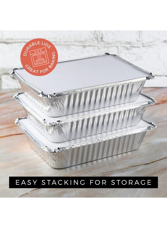 NYHI NYHI 8.4" x 5.9" Disposable Aluminum Pans with Lids Foil Containers for Cooking Baking Meal Prep Takeout Heavy Duty Food Storage Pan Trays Freezer Container with Lid  - Image 4