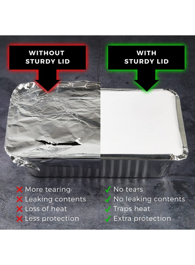 NYHI NYHI 8.4" x 5.9" Disposable Aluminum Pans with Lids Foil Containers for Cooking Baking Meal Prep Takeout Heavy Duty Food Storage Pan Trays Freezer Container with Lid  - Image 3