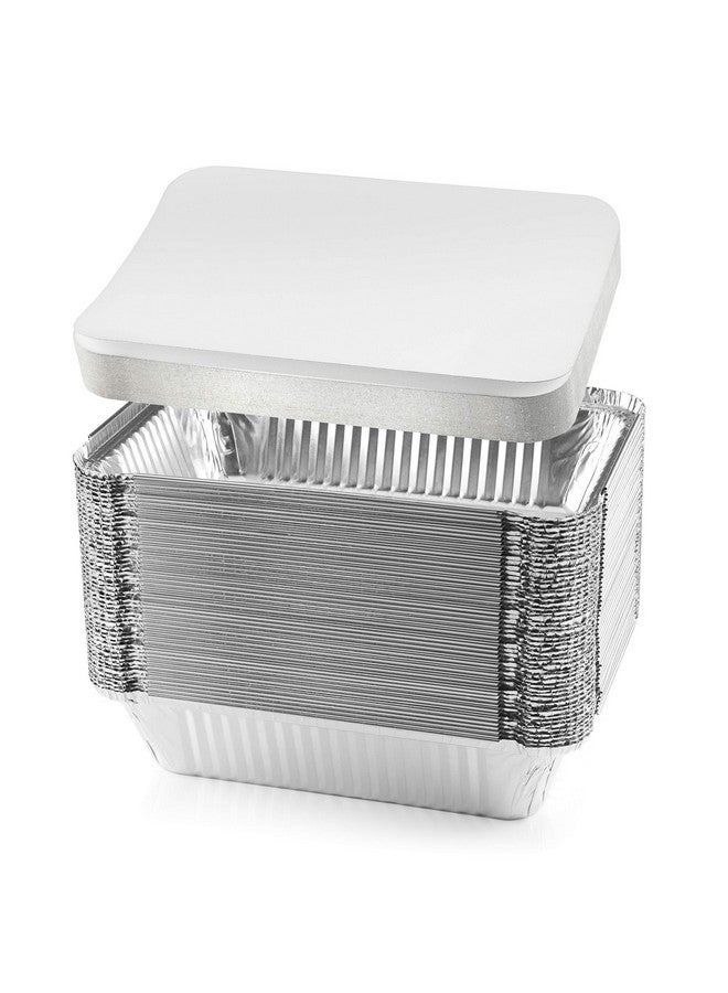 NYHI NYHI 8.4" x 5.9" Disposable Aluminum Pans with Lids Foil Containers for Cooking Baking Meal Prep Takeout Heavy Duty Food Storage Pan Trays Freezer Container with Lid  - Image 1
