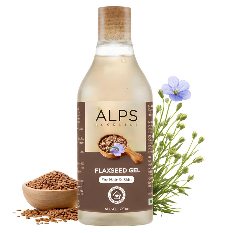 ALPS GOODNESS جل بذور الكتان من ألپس للعناية بالشعر والبشرة | جل تصفيف مرطب طبيعي | يعزز القوة واللمعان وتعريف التجاعيد | يتحكم في التجاعيد ويهدئ البشرة الجافة | 10.14 أونصة سائلة (300 مل) - Image 1