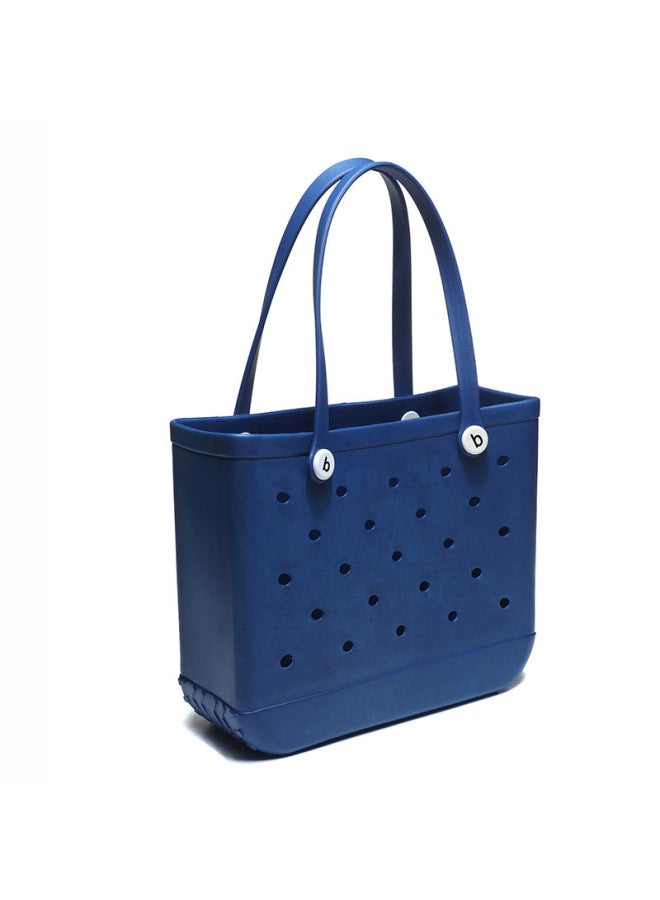 EVA Beach Bag Hole Bag Portable Handbag Waterproof Travel Bag Washable Suitable For Sports Beach Swimming Pool-Color:Navy Blue-Size:Medium Bag 36*14*30cm - Image 1