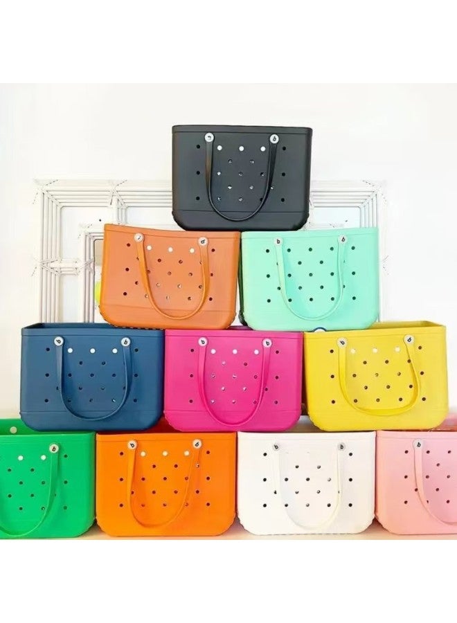 EVA Beach Bag Hole Bag Portable Handbag Waterproof Travel Bag Washable Suitable For Sports Beach Swimming Pool-Color:Navy Blue-Size:Medium Bag 36*14*30cm - Image 3