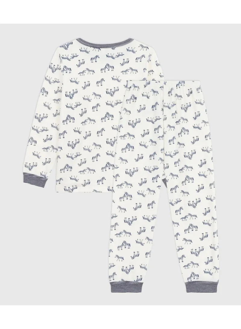Petit Bateau Children's velour pyjamas with a zebra print