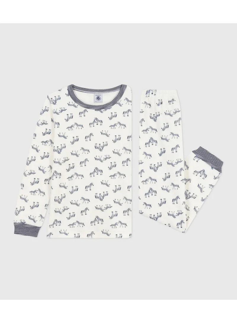 Petit Bateau Children's velour pyjamas with a zebra print