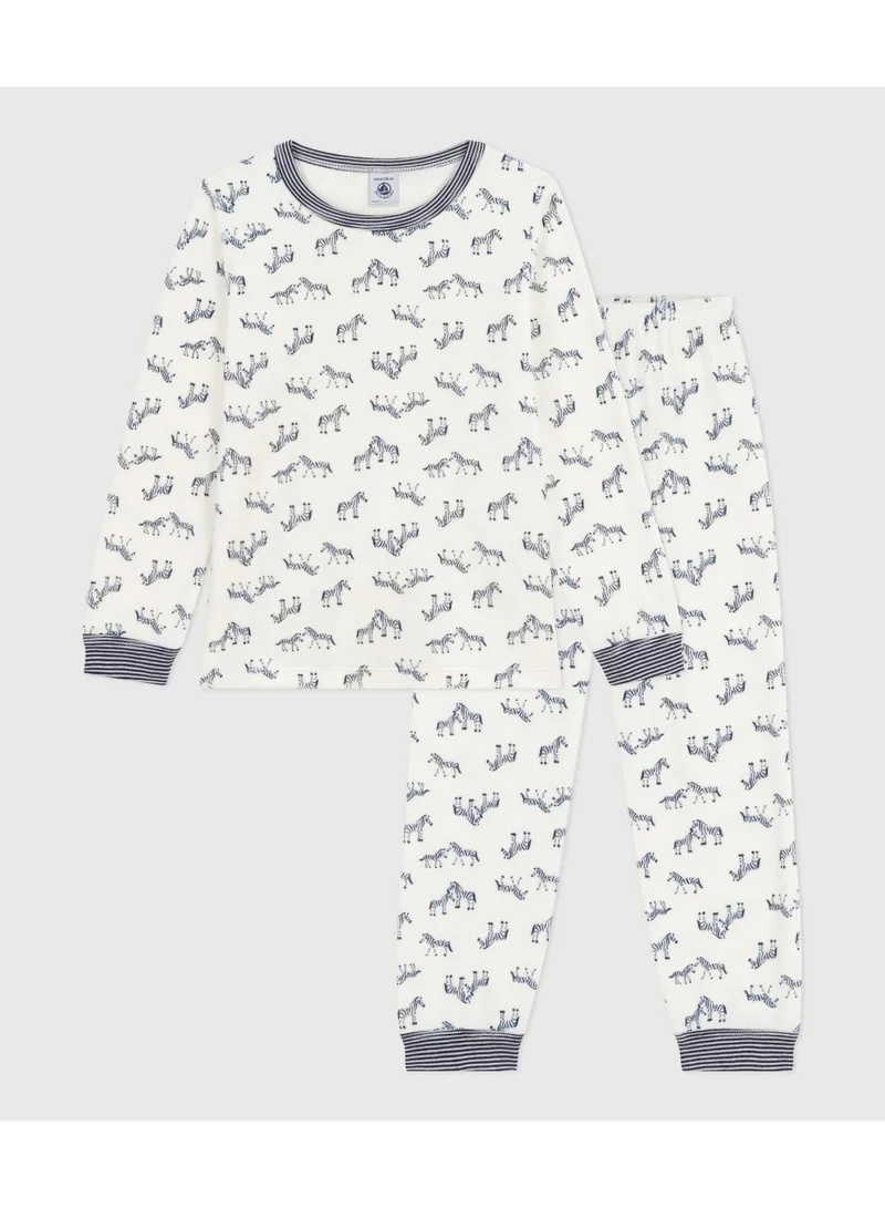 Petit Bateau Children's velour pyjamas with a zebra print