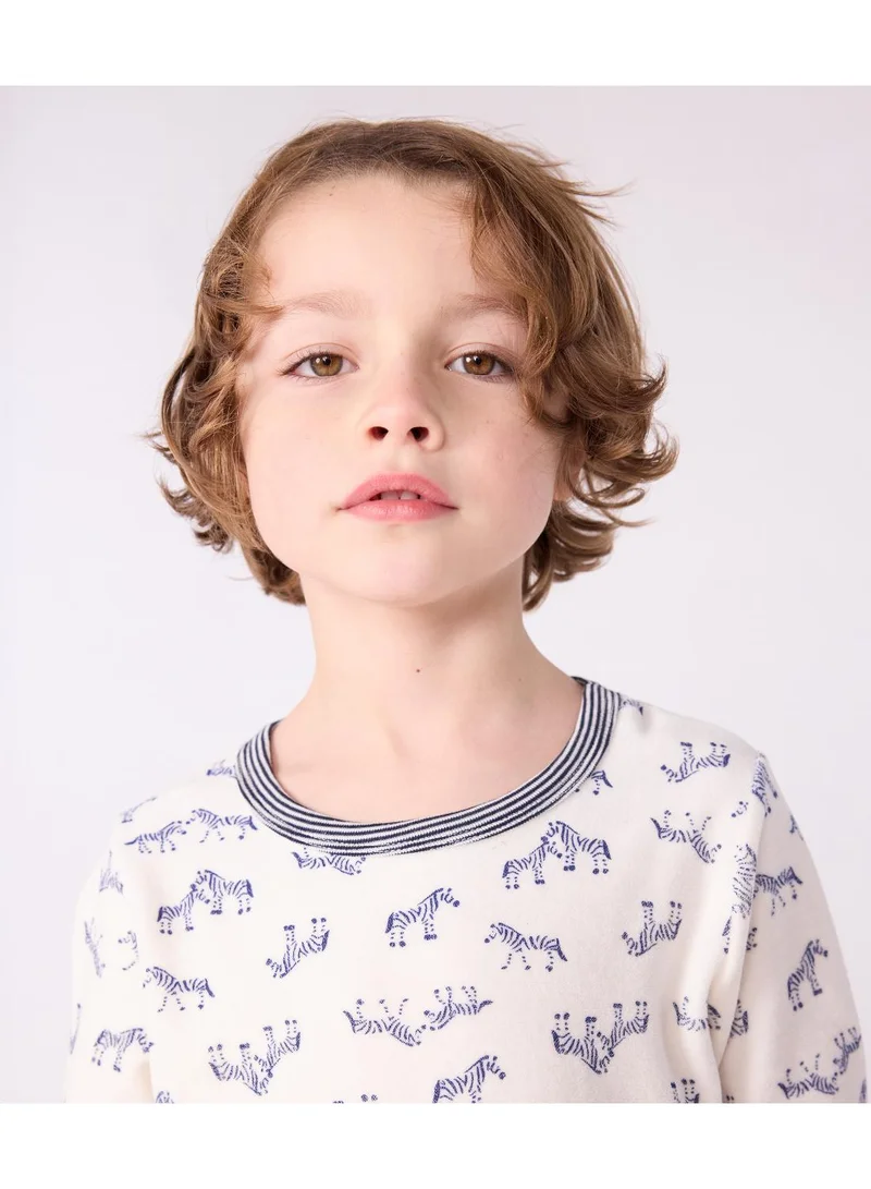Petit Bateau Children's velour pyjamas with a zebra print