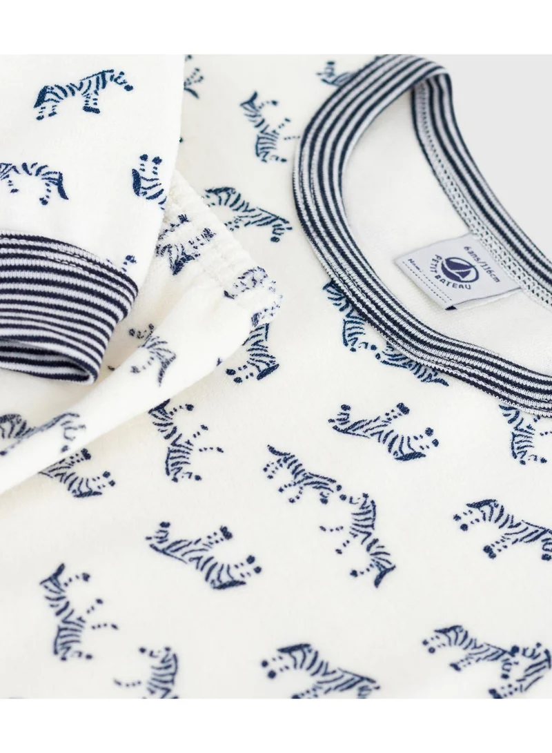 Petit Bateau Children's velour pyjamas with a zebra print