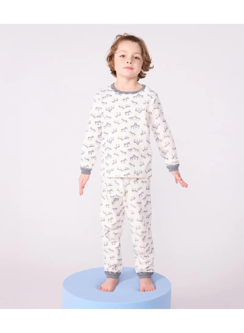 Petit Bateau Children's velour pyjamas with a zebra print