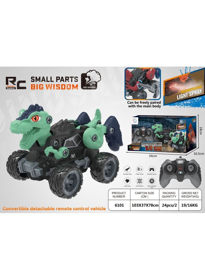 Loquat RC Remote Control Car Dinosaur Toy Car Light Spray 2.4G Electric Toy Disassembly DIY6101 Men-Color:6101 Tyrannosaurus Rex + Open Box - Image 1