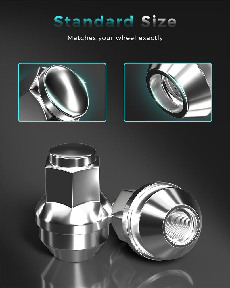 ZOFFI 24pcs M14x1.5 One-Piece Chrome OEM Factory Style Large Acorn Seat Lug Nuts Replacement for 2015-2020 Ford F150 Expedition Lincoln Navigator Factory Wheels - Image 4