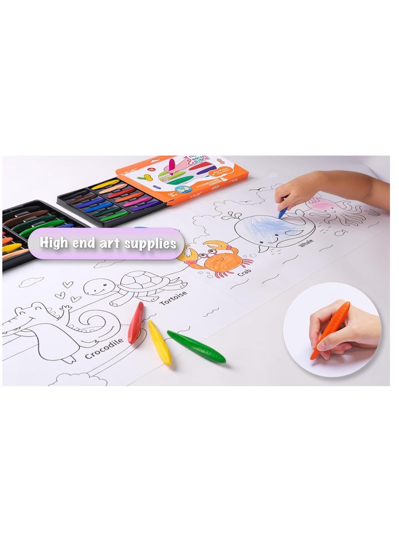 Y plus+ 24-Pieces Triangle Peanut Crayons for Kids - Non-Toxic, Washable Coloring Art Supplies for Toddlers, Perfect for Handwriting Posture Correction - Image 2