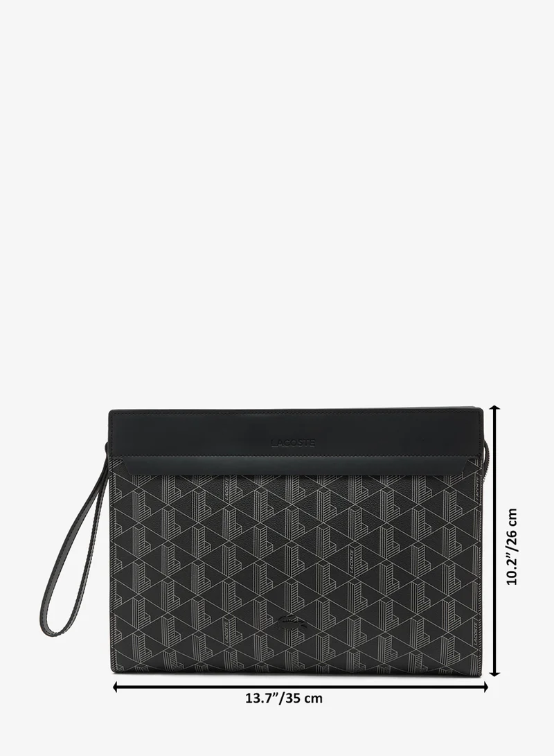 Lacoste MONOGRAM NOIR GRIS Printed Clutch for Men | Best Price UAE