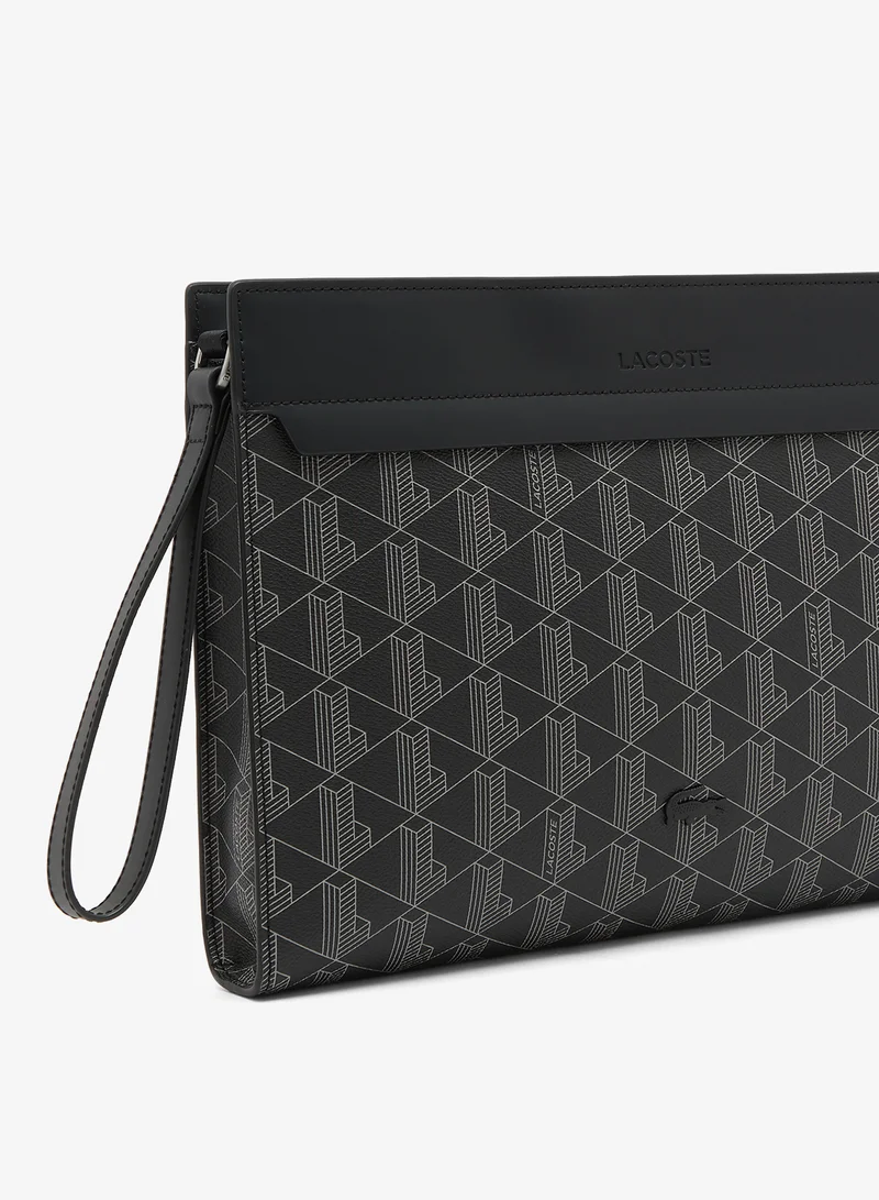 Lacoste MONOGRAM NOIR GRIS Printed Clutch for Men | Best Price UAE
