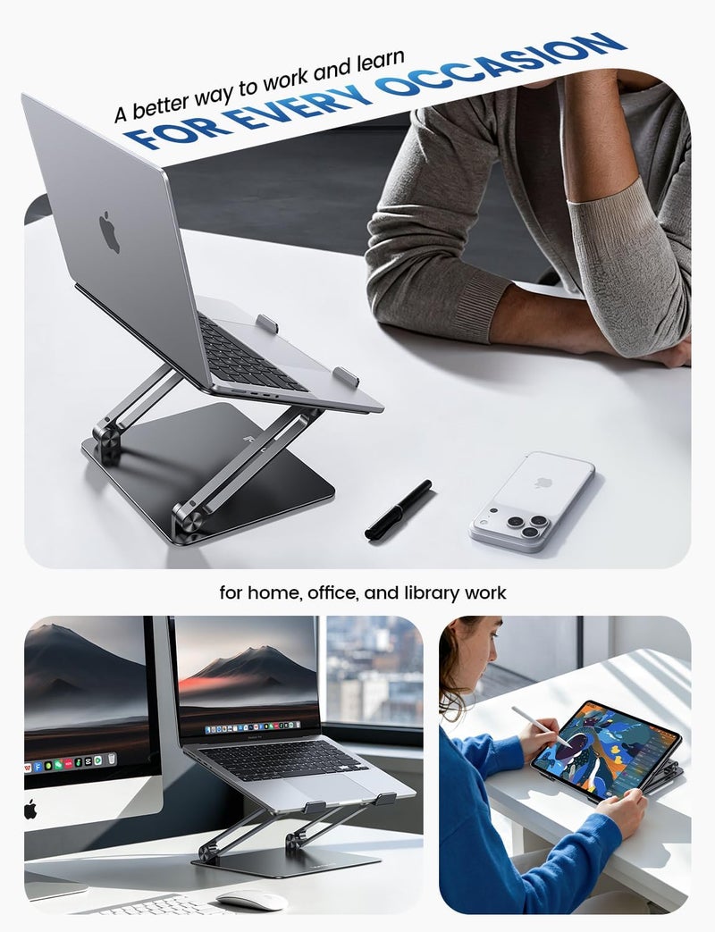 Lamicall Adjustable Laptop Stand, Portable Laptop Riser, Aluminum Laptop Stand for Desk Foldable, Ergonomic Computer Notebook Stand Holder Gift for MacBook Air Pro, More 10-17.3" Laptops, Black - Image 5