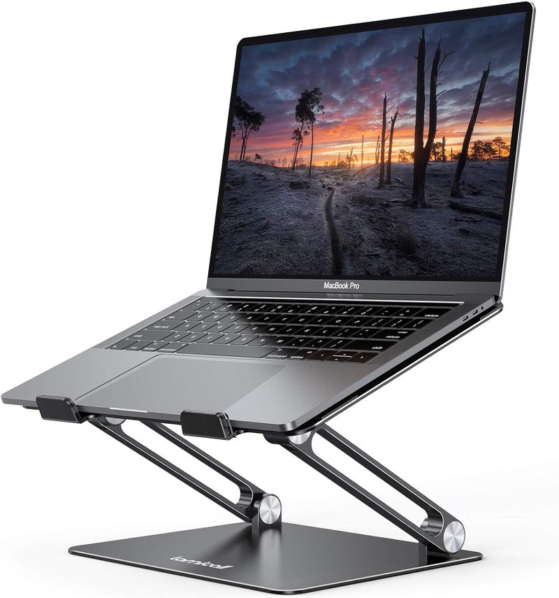 Lamicall Adjustable Laptop Stand, Portable Laptop Riser, Aluminum Laptop Stand for Desk Foldable, Ergonomic Computer Notebook Stand Holder Gift for MacBook Air Pro, More 10-17.3" Laptops, Black - Image 1