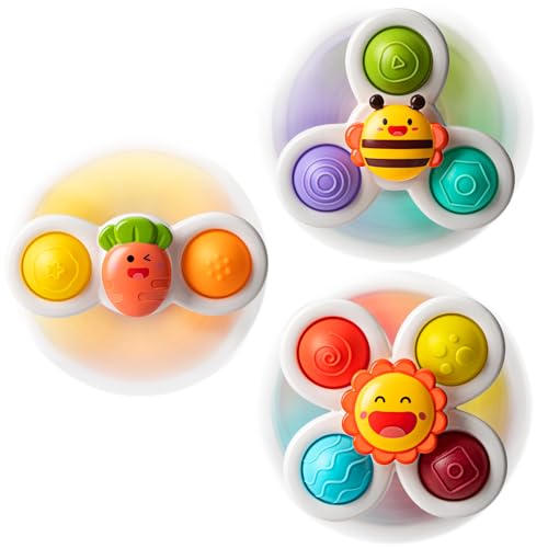TOHIBEE 3PCS Suction Cup Spinner Toys for 12 Year Old Boys Spinning Toys Sensory Toys for Toddlers 13 Gifts for 1 Year Old Girls - Image 1