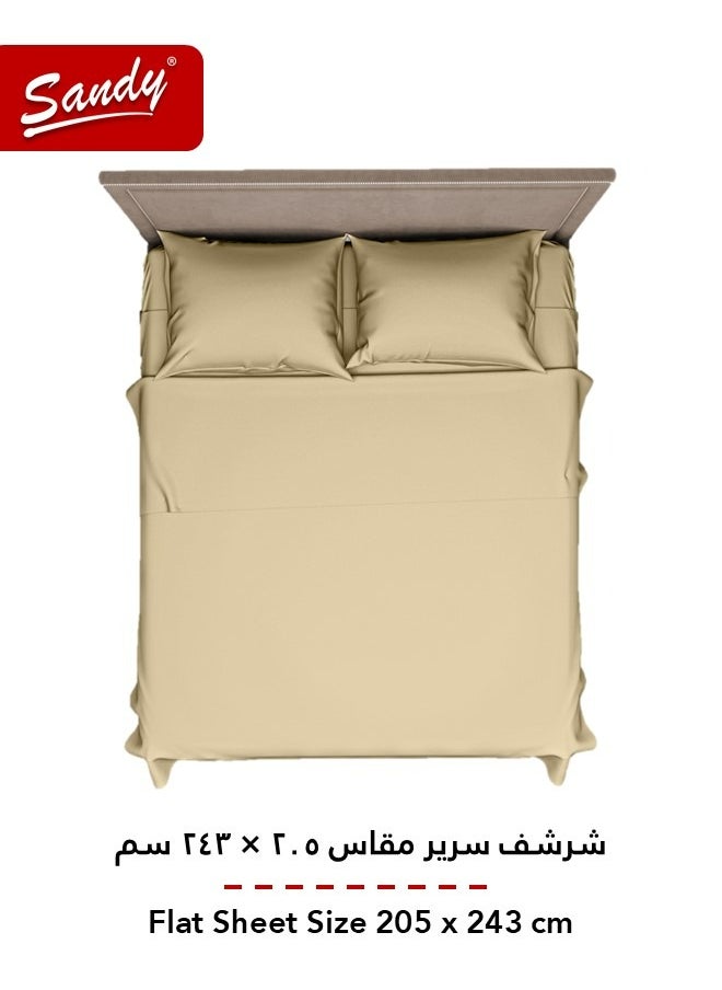 Sandy Sandy Premium Hotel Quality Flat Sheet and Pillow Cases, Bed Sheet 3 Pieces Set, Soft & Breathable and Cooling, Full Size 243 x 205 cm, Sand  - Image 3