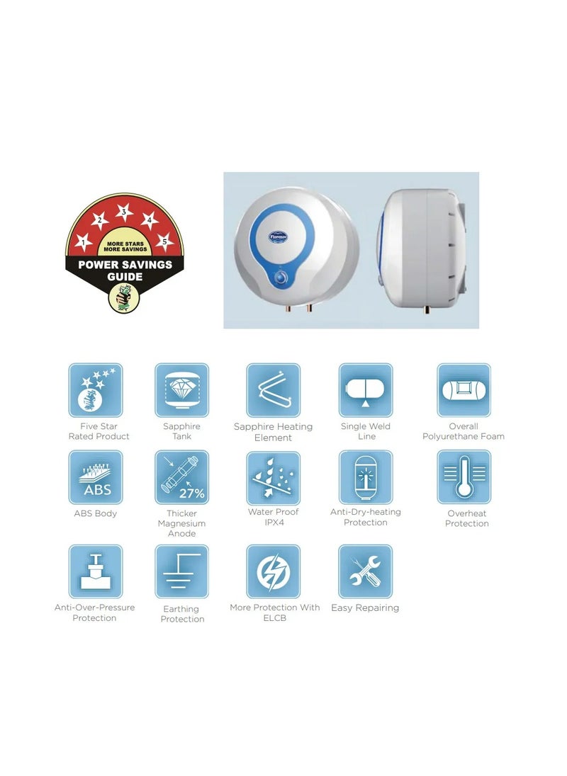 Florence Milano Electric Water Heater Vertical Shape Energy Saver Instant Water Heater-10 Ltr  - Image 2