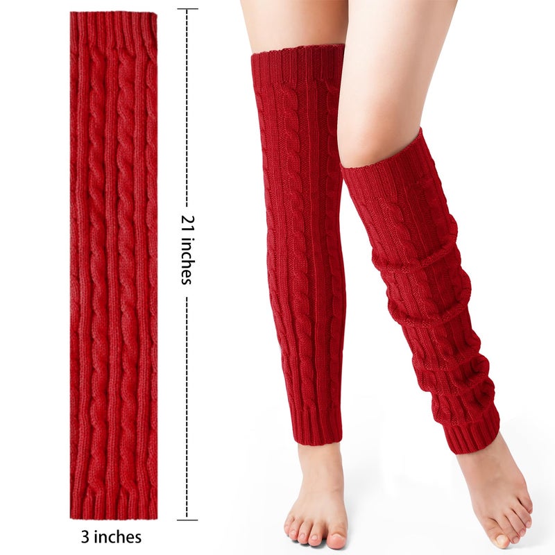 Pleneal Leg Warmers for Women - 1/2/3 Pairs Fashion Cable Knit Warm Leg Warmers 80s Accessories for Party Sports Yoga - Image 2