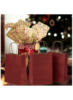 MARKQ Maroon Paper bags with handles 22 x 16 x 8 cm Small Kraft Gift bags for Birthday Party Favors, Weddings, Restaurant takeouts, Christmas (24 Bags)  - Image 4