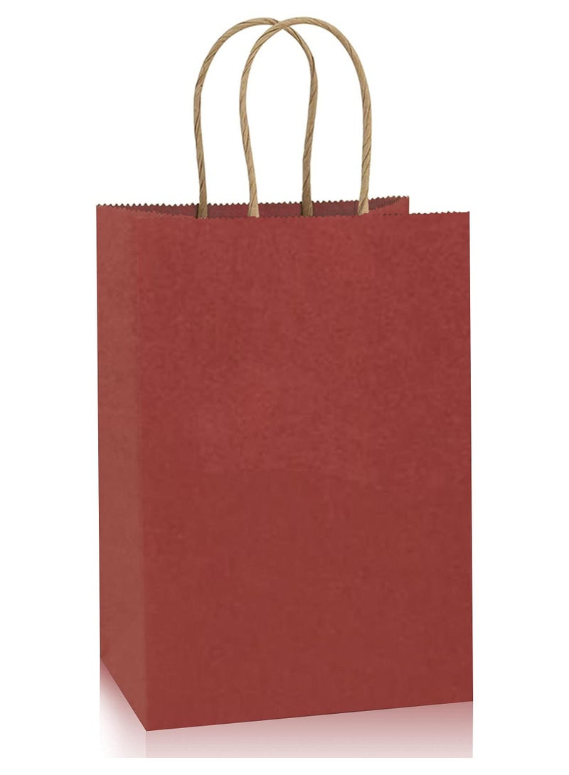 MARKQ Maroon Paper bags with handles 22 x 16 x 8 cm Small Kraft Gift bags for Birthday Party Favors, Weddings, Restaurant takeouts, Christmas (24 Bags) - Image 1