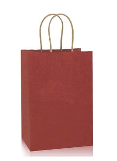 MARKQ Maroon Paper bags with handles 22 x 16 x 8 cm Small Kraft Gift bags for Birthday Party Favors, Weddings, Restaurant takeouts, Christmas (24 Bags)  - Image 1