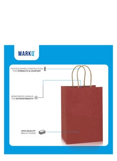MARKQ Maroon Paper bags with handles 22 x 16 x 8 cm Small Kraft Gift bags for Birthday Party Favors, Weddings, Restaurant takeouts, Christmas (24 Bags)  - Image 3