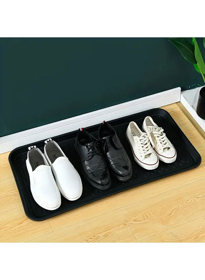 Black Multi Functional Edge Anti Slip Storage Tray 14 96x30 Inch Durable Plastic Rectangular Shoe Rack - Image 1