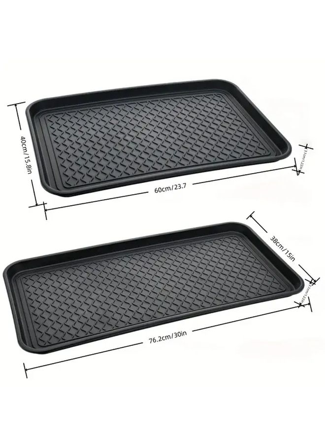 Black Multi Functional Edge Anti Slip Storage Tray 14 96x30 Inch Durable Plastic Rectangular Shoe Rack - Image 3