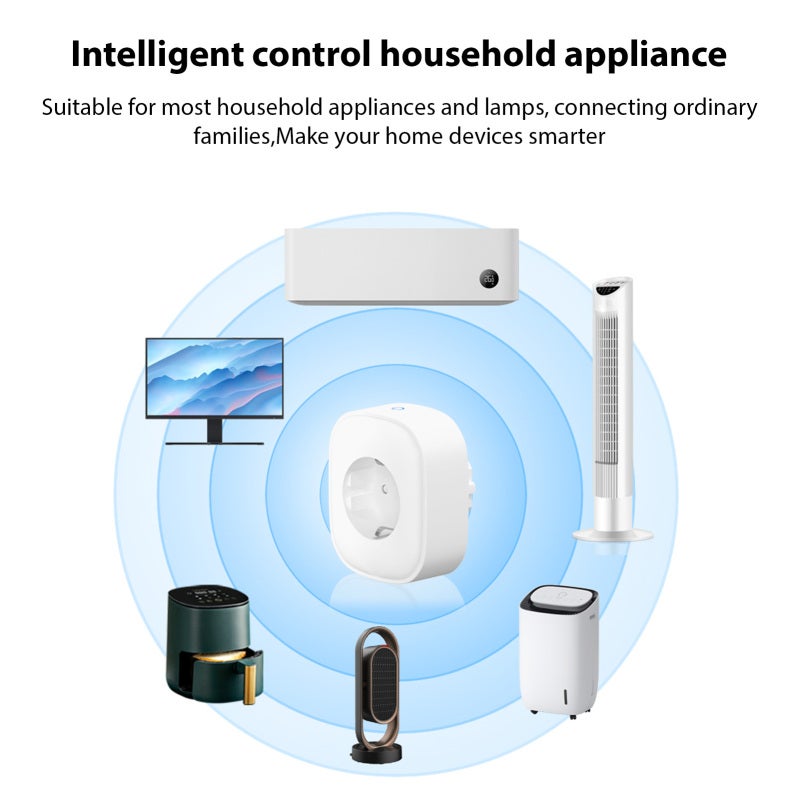 المقعد الذكي لـ WiFi: WiFi بتردد 2.4 جيجاهرتز، حجم بريطاني أبيض - مراقبة استهلاك الطاقة في الوقت الحقيقي، توافق عالمي، توصيل سهل ومفتاح ذكي للتحكم بالصوت لمستخدمي الوعي بالبيئة، أتمتة المنزل الذكي - Image 2