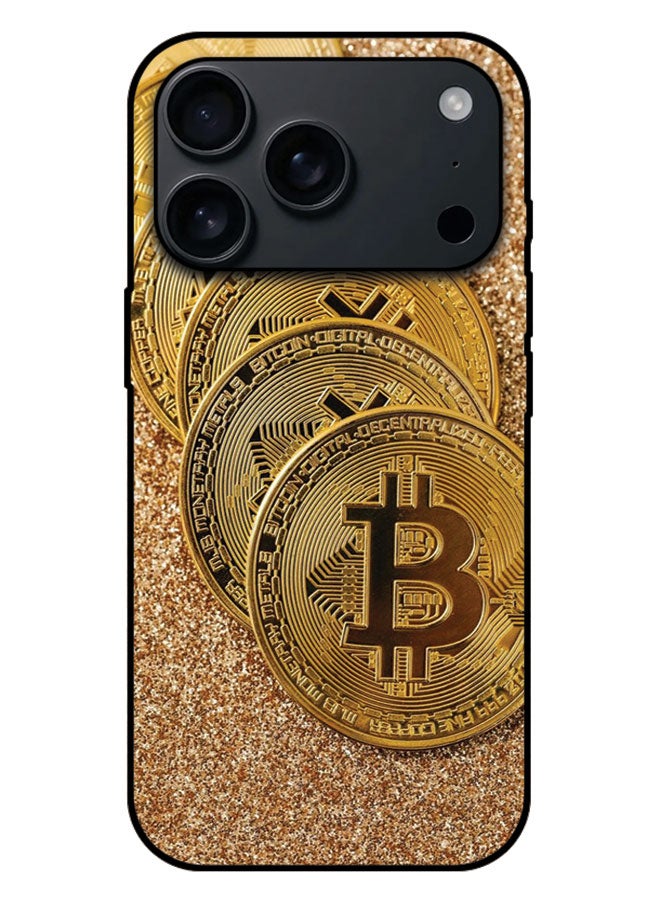 غطاء واقي مطبوع لآيفون 17 برو ماكس - بيتكوين ذهبي