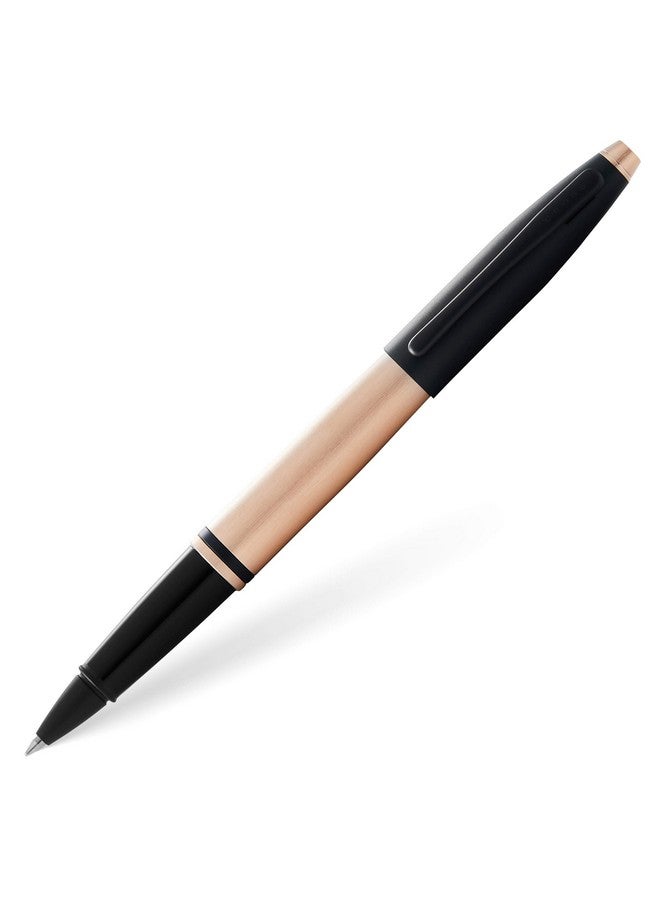 Cross Calais Brushed Rose Gold Plate and Black Lacquer Rollerball Pen AT0115-27 - Image 1