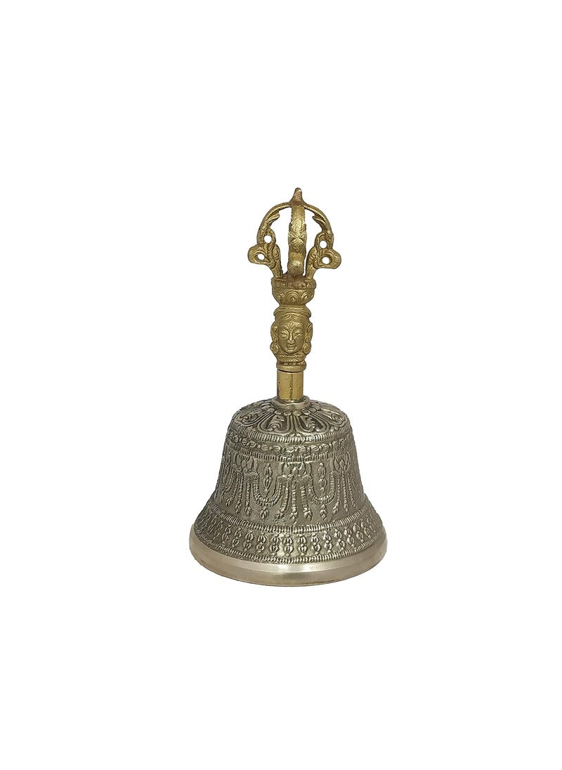Uv Creation Uv Creation Tibetan Buddhist Bell 6 Inch Brass for Meditation and Pooja Brass Items 