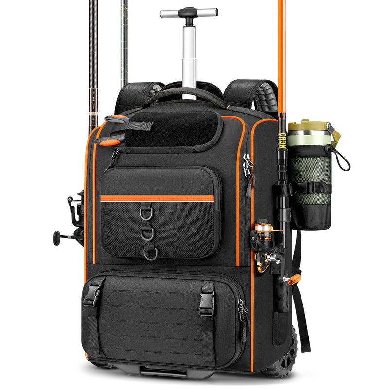 POSO Fishing Backpack with Wheels â€“ Durable Waterproof Fishing Tackle Box Bag â€“ Largeâ€‘Capacity Outdoors Gear Storage and Equipment Organizer fo r Outdoor Hiking, Camping & Gifts for Men - Image 1