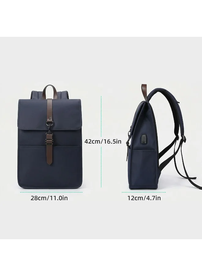 Mobcos Mobcos Back Pack Blue 813T Waterproof Anti-Theft Laptop Backpack with USB Charging Port – Premium Oxford Leather Travel Backpack for Men & Women, Stylish Slim School & Business Bag