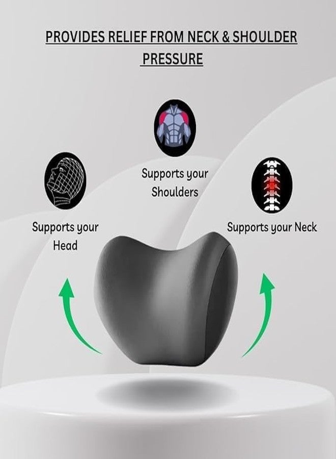 Vaigzo Neck Pillow with Memory Foam, Cervical Support Cushion for Car & Office, Adjustable Strap, Black - Image 5