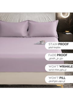 Donetella Bedding Fitted Sheet 3-Pcs King Size Solid Bed Sheet Set Fits(180x200CM) With Pillowcases And 35 CM Extra Deep Brushed Microfiber Bed Sheet,Lilac  - Image 4