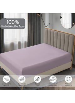Donetella Bedding Fitted Sheet 3-Pcs King Size Solid Bed Sheet Set Fits(180x200CM) With Pillowcases And 35 CM Extra Deep Brushed Microfiber Bed Sheet,Lilac  - Image 5
