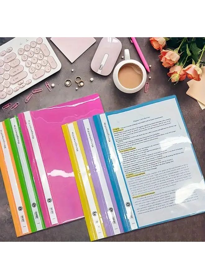 5 قطع ملونة مختلطة مقاس A4 من مجلدات شفافة مثقوبة، منظم وثائق مكتبي بلاستيكي متين - Image 2