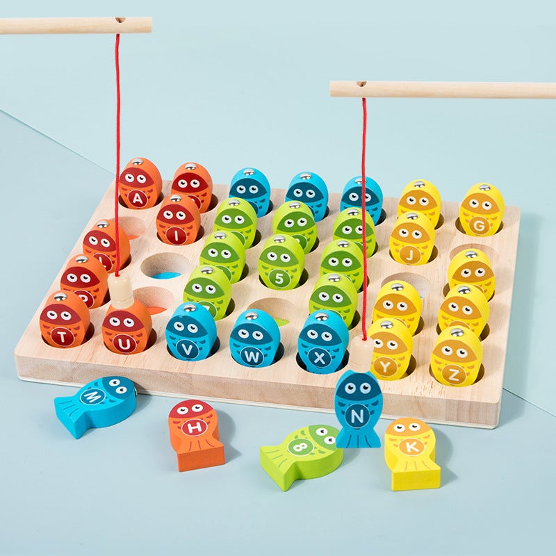 Children'S Magnetic Numeric Alphabet Fishing Wooden Baby Early Childhood Education Building Blocks Matching Cognitive Hand-Eye Coordination Educational Toys - Image 2