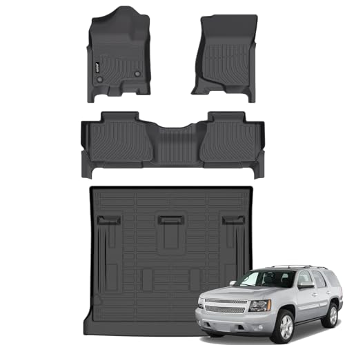 Jenofa-Floor Mats for Chevy Tahoe/GMC Yukon(Not XL)/Cadillac Escalade 2007-2014 All Weather Automotive Floor Mat Waterproof Durable Liners Custom Car Mat for Chevrolet Tahoe Accessories Black - Image 1