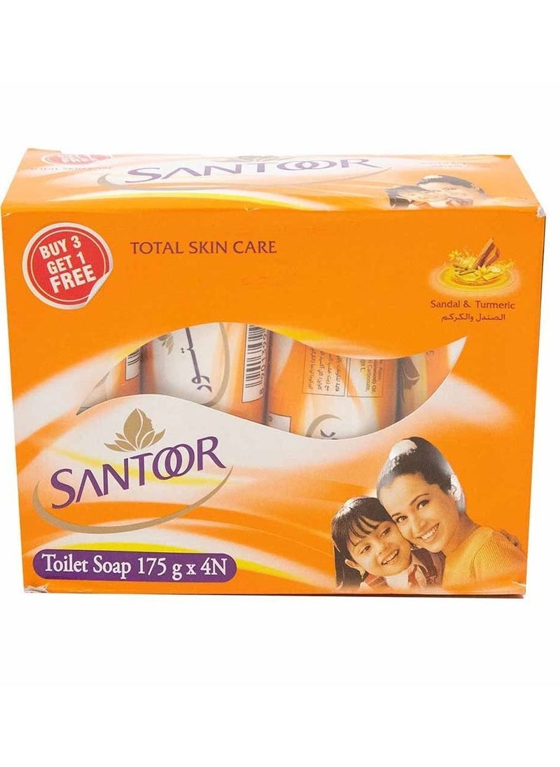 total skin care toilet soap sandal tumeric Pack of 4 X 175 gm - pzsku/Z15B950EFA1C8FB506FC4Z/45/_/1662724647/62d55e7b-58f1-4fb2-9739-464df5e757a0