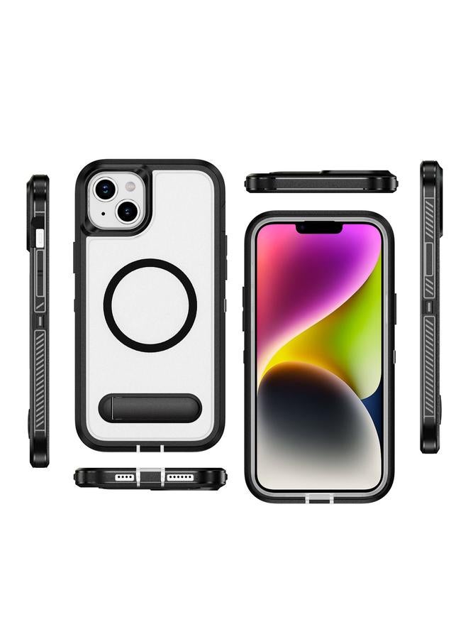 S-TOP Case For iPhone 14 Plus Guard MagSafe Holder Matte PC Hybrid TPU Phone Case - Image 2