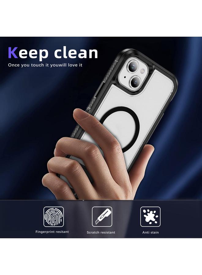 S-TOP Case For iPhone 14 Plus Guard MagSafe Holder Matte PC Hybrid TPU Phone Case - Image 4