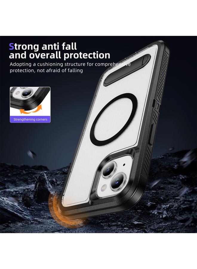 S-TOP Case For iPhone 14 Plus Guard MagSafe Holder Matte PC Hybrid TPU Phone Case - Image 5