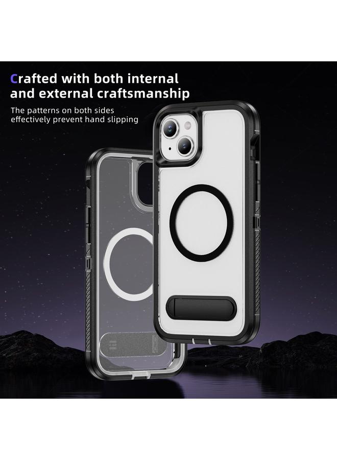 S-TOP Case For iPhone 14 Plus Guard MagSafe Holder Matte PC Hybrid TPU Phone Case - Image 3