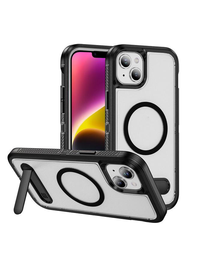 S-TOP Case For iPhone 14 Plus Guard MagSafe Holder Matte PC Hybrid TPU Phone Case - Image 1