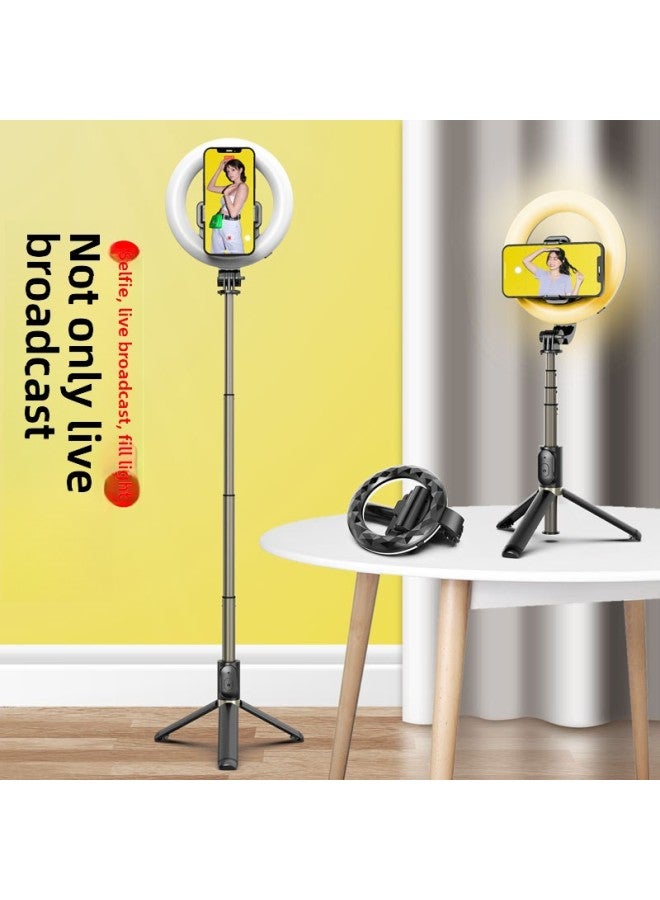 Q07 Bluetooth Selfie Stick Beauty Live Artifact Ring LED Light Mobile Phone Universal Tripod Selfie Stick-Color:Q07 Ring Fill Light ]  - Image 1