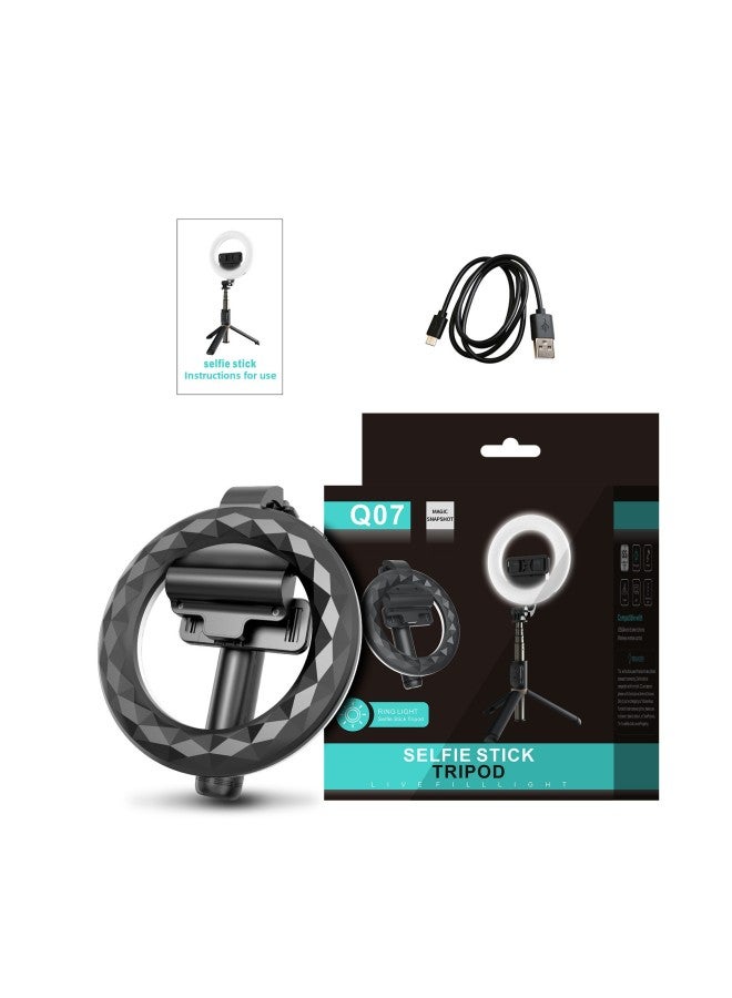Q07 Bluetooth Selfie Stick Beauty Live Artifact Ring LED Light Mobile Phone Universal Tripod Selfie Stick-Color:Q07 Ring Fill Light ]  - Image 5